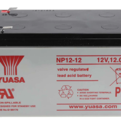 *Yuasa 12V Faston 6.35mm Sealed Lead Acid Battery, 12Ah [Part No.: NP12-12]