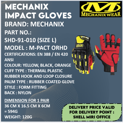 MECHANIX SHD-91-010 IMPACT GLOVES (SIZE L)