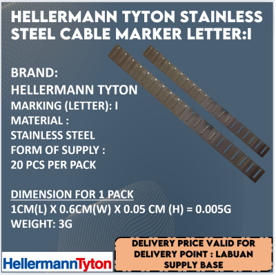 HELLERMANN STAINLESS STEEL MARKER LETTER: I