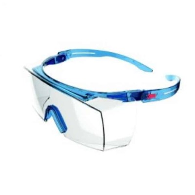 3M, SF3701ASGAF-BLU, SECUREFIT 3700 over-the-glass protective eyewear with clear lens, blue frame, anti-fog and anti-scratch, ANSI Z87.1-2015 compliant