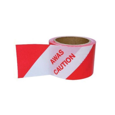 3" X 50M CAUTION AWAS RED WHITE BARRIER TAPE