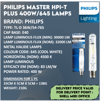 PHILIPS MSTER HPI-T PLUS 400W 645