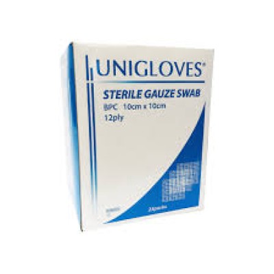 UNIGLOVES STERILE GAUZE SWAB 10CMX10CM 5X12PLY 25S