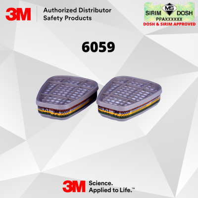 3M Gas and Vapour Filters 6059, ABEK1, Dosh And Sirim Approved, Price per Pair