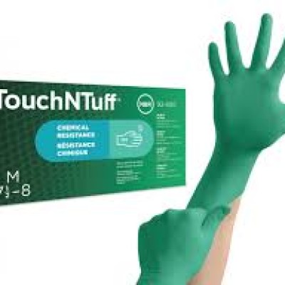 ANSELL 92-600-M, GREEN disposable NITRILE gloves for chemical splash, medium size, 100 gloves per box;