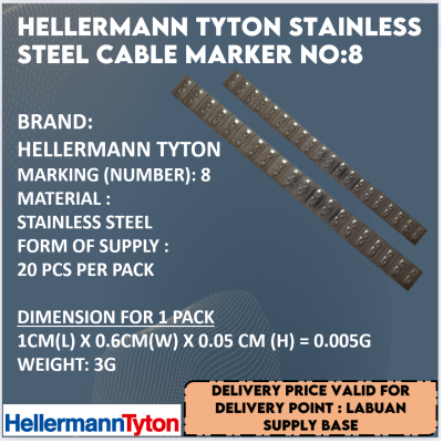 HELLERMANN STAINLESS STEEL MARKER NUMBER: 8