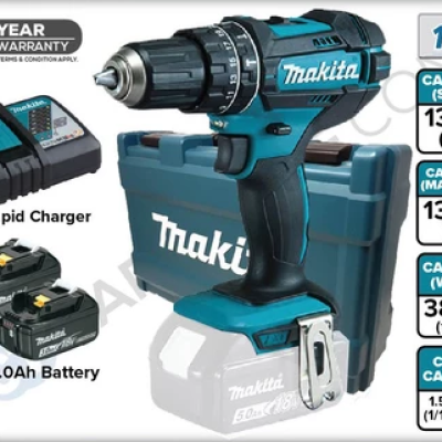 MAKITA DHP482 CORDLESS DRILL C W CHARGER & 2 BATTERY