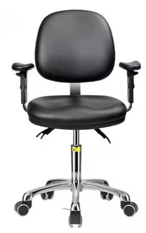 Laboratory Chair, Leather Anti-static Backrest Aluminium Wheel