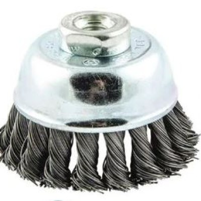 UNION INDUSTRIAL CUP BRUSH -M10x1.5mm 3" -75mm, 0.30mm Wire Size, 12500 max. RPM