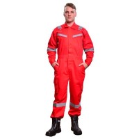 Arrowman 100% Preshrunk Cotton 240gsm Red Coverall c w 2" Silver Reflectors, Size 8XL