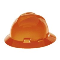 MSA 496075 V-Gard Slotted Full-Brim Hat, Orange, w Fas-Trac III Suspension