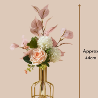 Nordic Premium Artificial Flower with Golden Vase - white