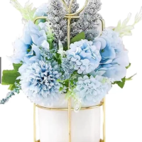 Faux Flowers in Vase Fake Silk Flower Arrangements with Vase- Blue