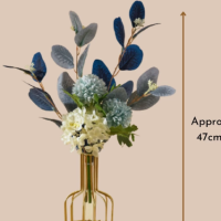 Nordic Premium Artificial Flower with Golden Vase - blue