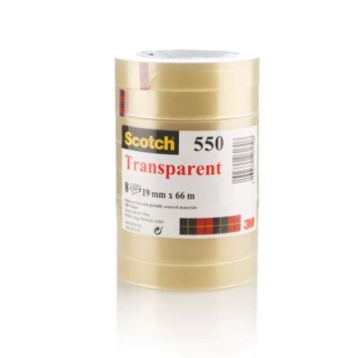 3M 550 Clear Scotch 550 Office Tape 19mm x 66m (1 Roll=8pcs)