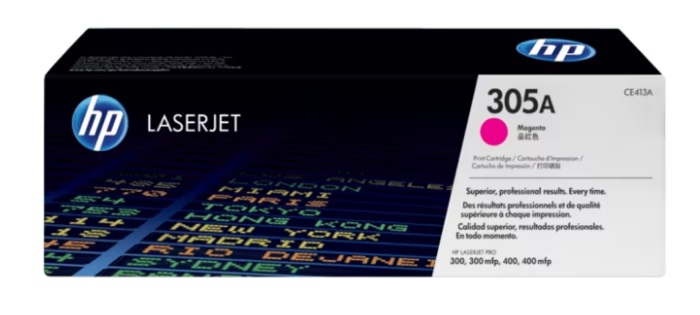 Toner, HP, 305A Magenta Original LaserJet Toner Cartridge, HP Part code: CE413A