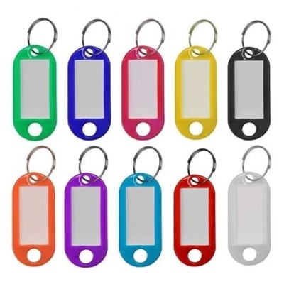 100 PCS PLASTIC KEYCHAIN KEY TAG ID LABLE SPLIT RING KEYCHAIN PENDANT METAL KEYCHAIN