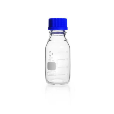 DURAN Original GL 45 Laboratory Bottle, clear, with Blue cap, 250 mL