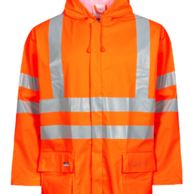 Lyngsoe FR-LR55 Flame Retardant Hi-Vis Rain Jacket in PU quality, XS -5XL