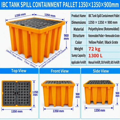 IBC Spill Containment Pallet w  Removable Deck and Drain Plug