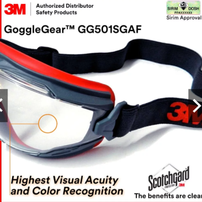 3M GG501SGAF Goggle Gear Scotchgard Protector Ultimate Anti-fog Goggle  Safety Goggles Eyewear UV Protection ANSI Z87.1-2015 DOSH APPROVAL