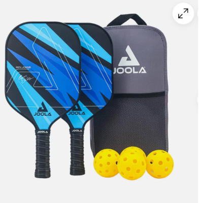 JOOLA Ben Johns Blue Lightning Pickleball Paddle Set 2 Paddles 4 Balls w Bag