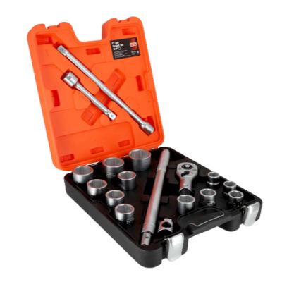 *Bahco 17-Piece Metric 3 4 in Standard Socket Set with Ratchet, 6 point