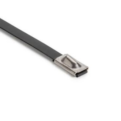 HellermannTyton Cable Tie, Roller Ball, 201 mm x 4.6mm, Black Polyester Coated Stainless Steel