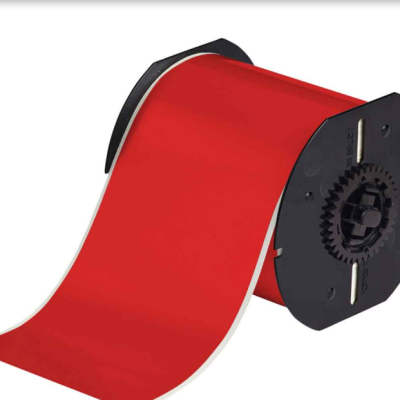 LABEL COLOUR RED WITH SIZE 4 INCH WIDTHS