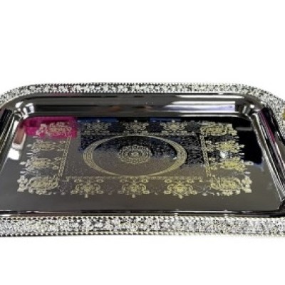 *#Silver Plated Oblong Tray, Dessert Tray, Cake Plate, Home Decoration for Wedding Party   Dulang Majlis - Medium : L43cm x W31cm