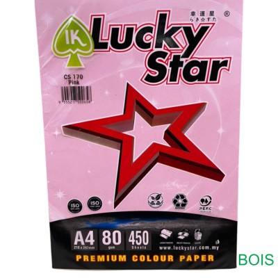 LUCKY STAR A4 COLOUR PAPER 80GSM PINK