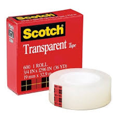 3M Scotch Tape - 600-B - 19mm x 32.9m (3 4" x 36 Yards) Premium Transparent Tape Adhesive   DIY Stationery