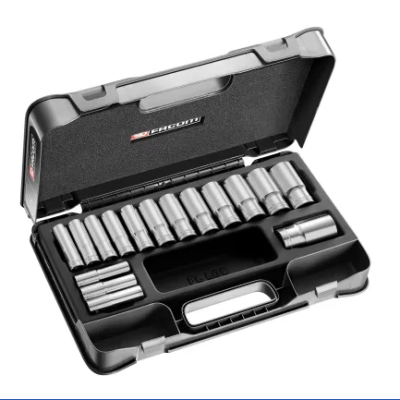 Facom 16-Piece Metric 1 2 in Deep Socket Set, 12 point