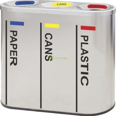 *Stainless Steel Round Recycle Bin 3 in 1