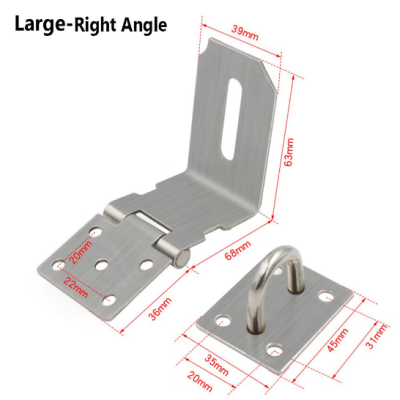 *Stainless Steel Hasp Lock & Staple Padlock (LARGE-RIGHT ANGLE)