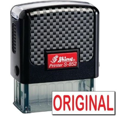 Shiny Original Stamp Self Inking Rubber Stamp, 1 2" by 1-1 2" Impression Area, Red Ink, Refillable