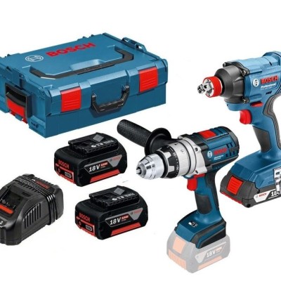 Bosch GSB 18 VE 2 LI + GDX 18 V 180 18v Professional Cordless Robust Twin Kit 2 x 5.0Ah in L BOXX 0615990H92