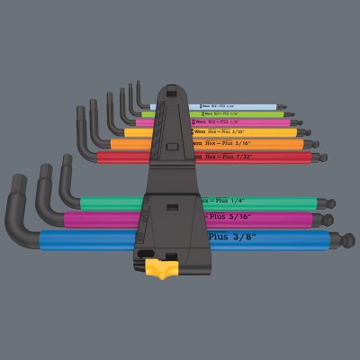 Wera Long Arm 9 Piece Imperial Hex Key Set - 05022640001