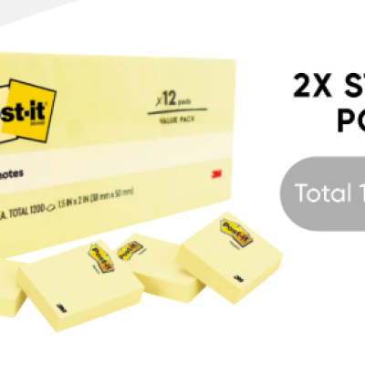 *3M Post-it Super Sticky Original Notes Canary Yellow 1.5x2 [100s x 12 Pads] - SINGLE PACK