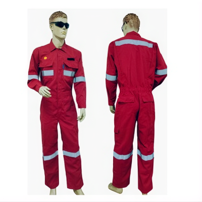 Shell Tencate Tecasafe Plus 700 238gsm Red FRC - Inherent Flame Resistance Coverall with 2" FR Reflectors [Size 4XL - 5XL]