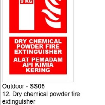 SS316 backplate with hip White background and 3m reflective Sticker for symbol and wording      (DRY CHEMICAL)