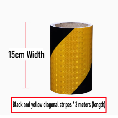 Black and yellow warning tape reflective strips zebra crossing floor Marking (15cmx3meter)