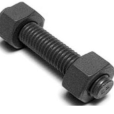 ASTM A193 B7 Stud Bolt c w 2 A194 Gr.2H Heavy Hex Nuts - Plain [ 1 1-8 In - 8 UN x 230MM]