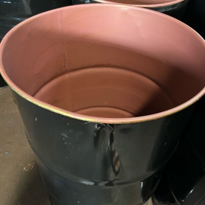 209LTS RECOND OPEN TOP STEEL DRUM C W LID & RING BLACK COLOUR (ANTI-RUST)