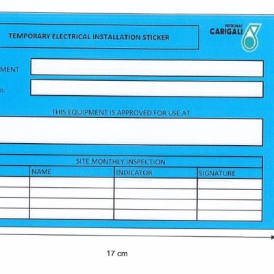 CUSTOMIZED TEMPORARY ELECTRICAL INSTALLATION STICKER (10.5CMX17CM)