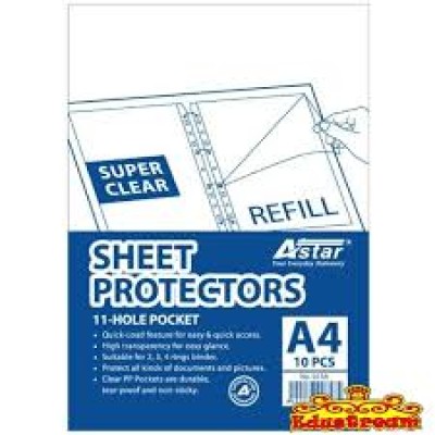 Clear plastic sheet protector A4 size (Astar)