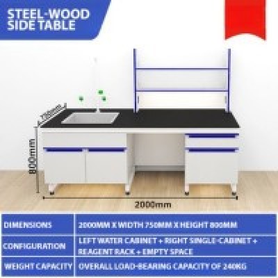 2m Laboratory Table With Sink and Holder + Steel-Wood Laboratory Bench