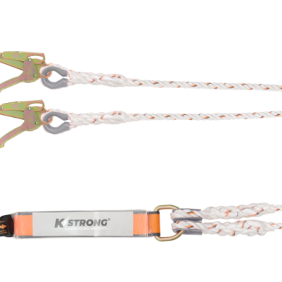 K-Strong AFL403611 -Essential Shock Absorbing Lanyard with Steel Scaffold Hook and Karabiner