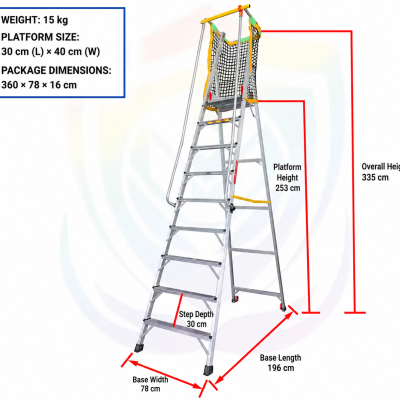 Aluminium Platform Trolley Ladder  03 Step (PTL03)