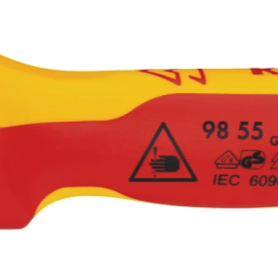 Knipex Stripping Knives with Guide Shoe Insulating Multi-Component Handle VDE 1000V Approved, 180mm Overall, 38 mm Blade, PN 98 55